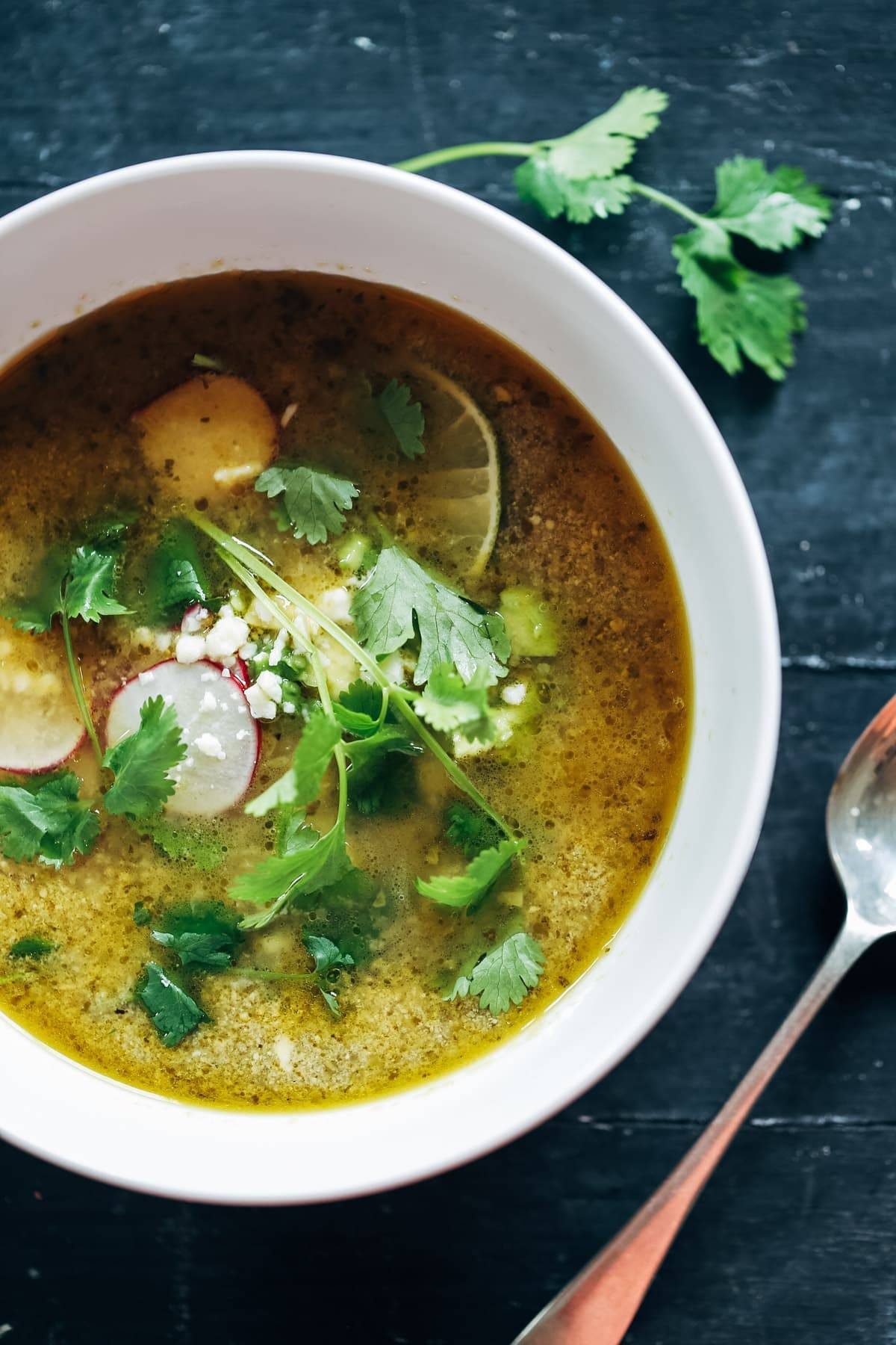 Soup in a white bowl.