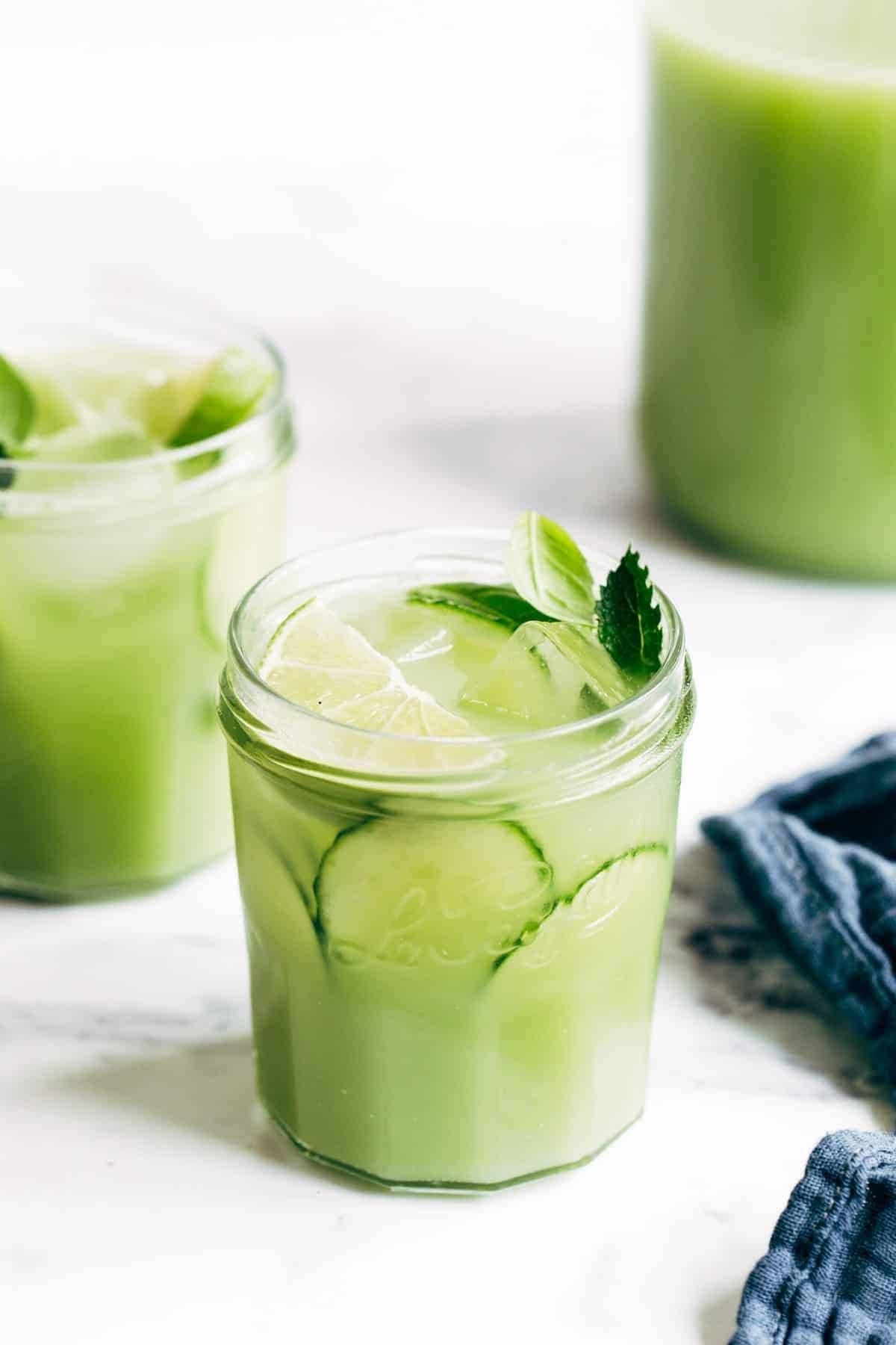 Clear cup of a Cucumber Frescas.