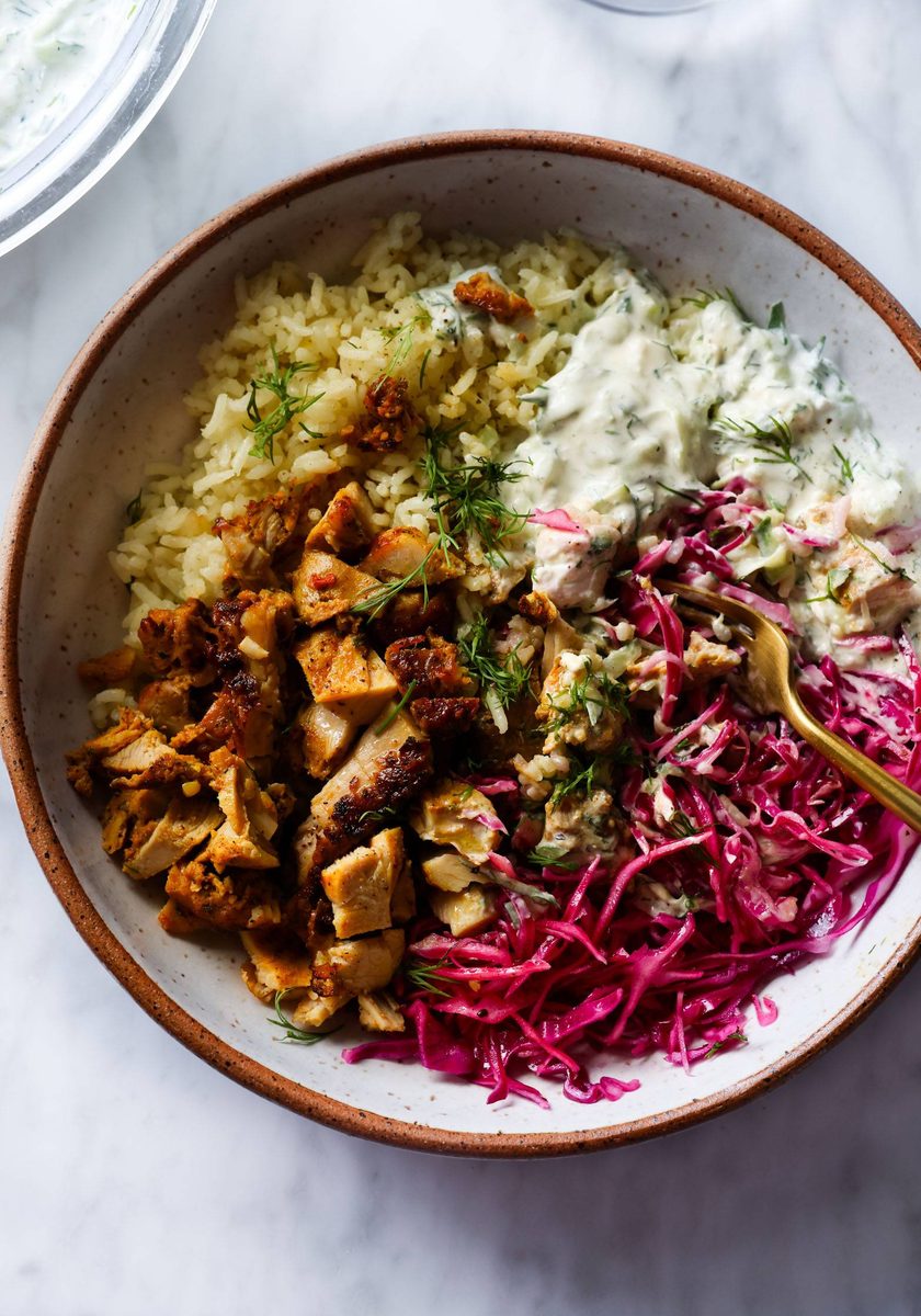 Chicken shawarma bowls.