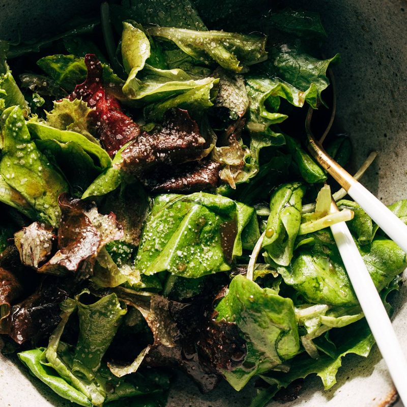 Simple green salad in a bowl