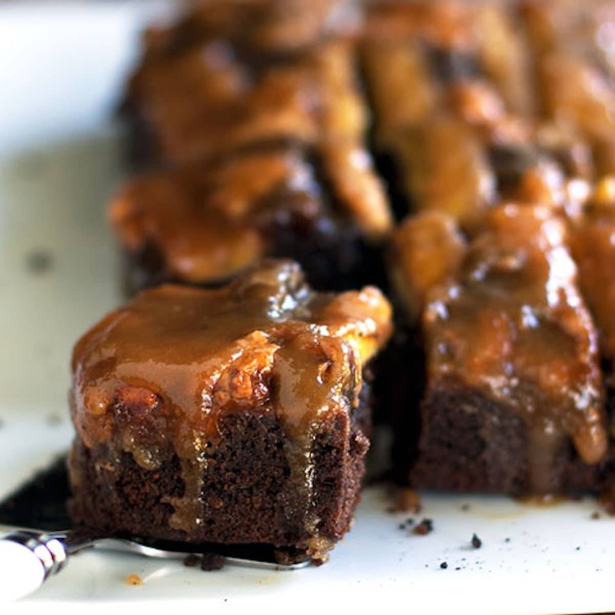 Chocolate peanut butter banana upside down cake.