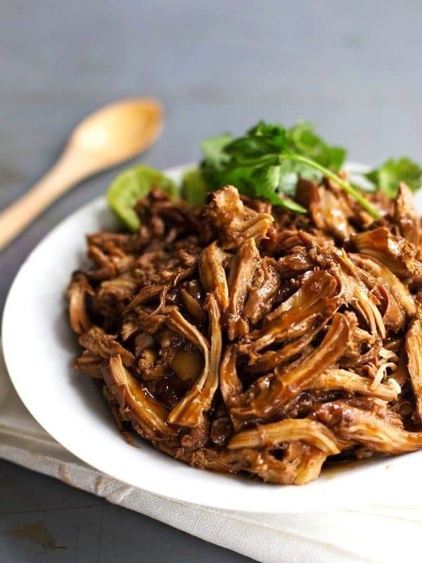 Honey Glazed Crockpot Chicken Adobo - simple pantry ingredients, hardly any hands-on time, 200 calories. | https://peak-again.today