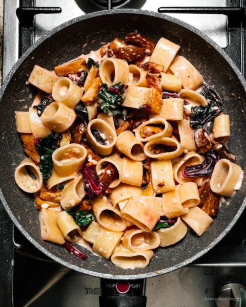 Pan-Roasted Honeynut Squash with Creamy Garlicky Pasta