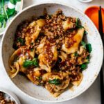 turkey wontons in turkey mapo sauce | www.iamafoodblog.com