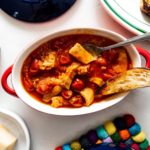 Trippa alla Romana or Roman style tripe in tomato sauce: super tender and rich honeycomb tripe slow cooked in a savory Roman style tomato sauce. #tripe #italianfood #romanfood #recipe