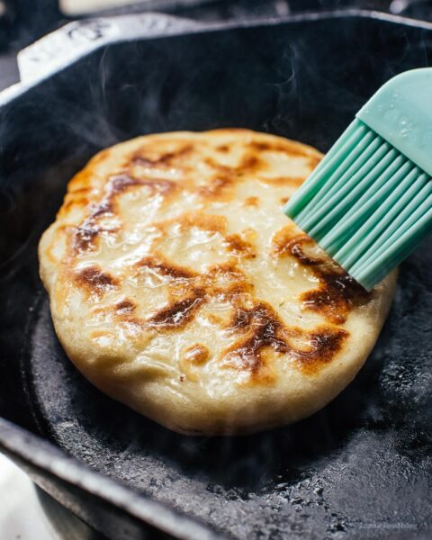 No Yeast Cheesy Naan Bread | www.iamafoodblog.com