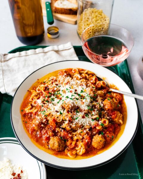 Homemade SpaghettiOs with Mini Meatballs Recipe | www.iamafoodblog.com