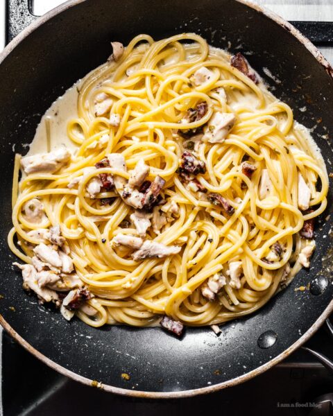 The Creamiest Creamy Chicken and Bacon Pasta Recipe | www.iamafoodblog.com