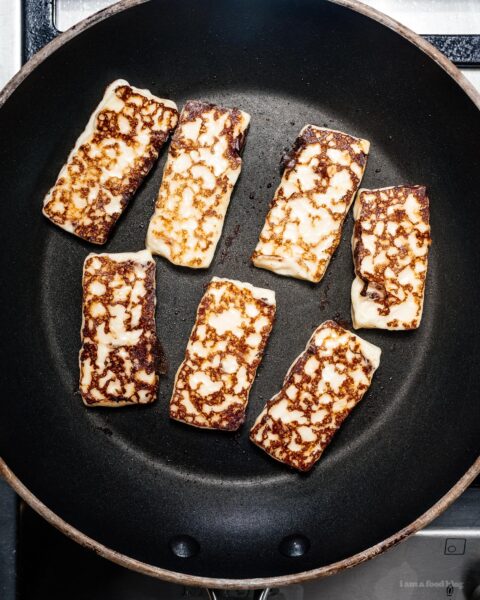 Pan-fried Halloumi with Israeli cous cous salad | www.iamafoodblog.com