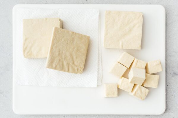 cubing up tofu | www.iamafoodblog.com