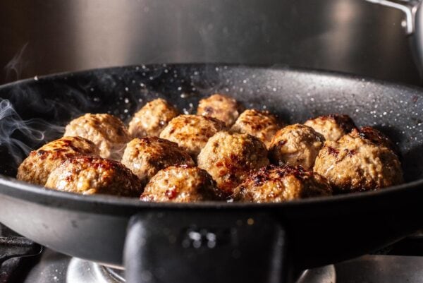 frying swedish meatballs | www.iamafoodblog.com