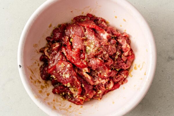 marinating beef for vietnamese salad rolls | www.iamafoodblog.com