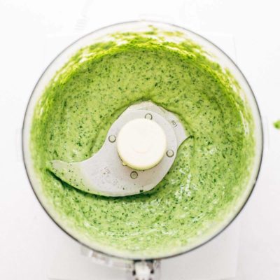 Cilantro Avocado Dressing in a food processor.