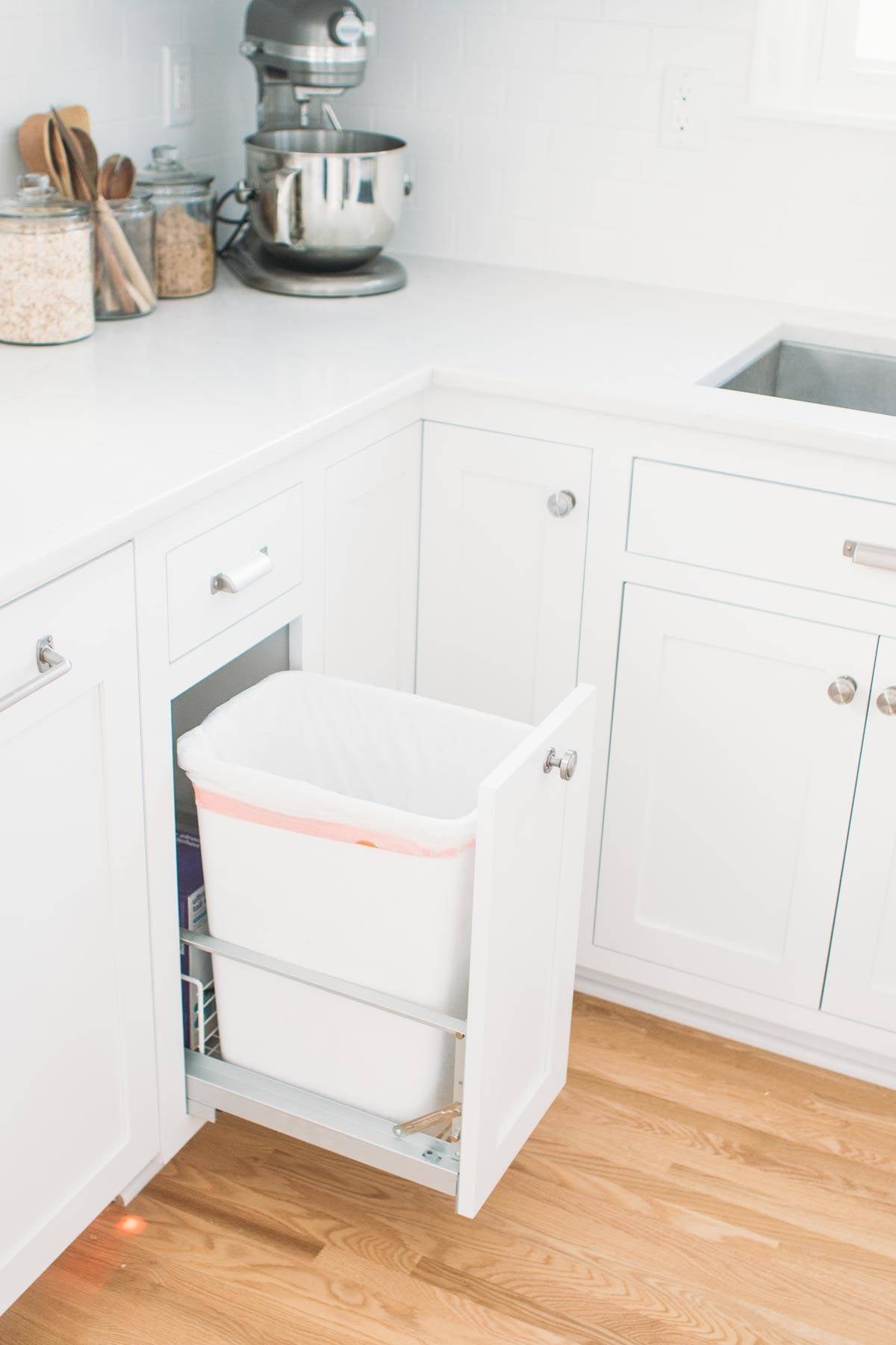 Kitchen drawer with garbage.