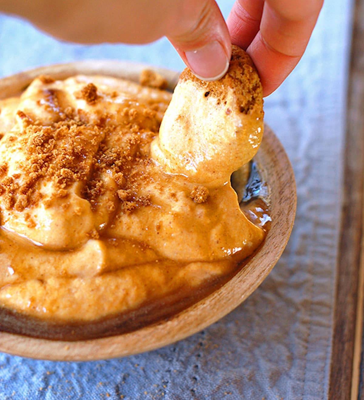 Pumpkin dip for dipping gingersnaps.